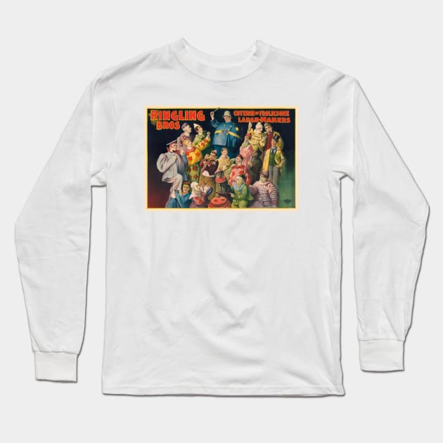 Ringling Bros. Coterie of Frolicsome Laugh-Makers Vintage Poster Long Sleeve T-Shirt by vintagetreasure